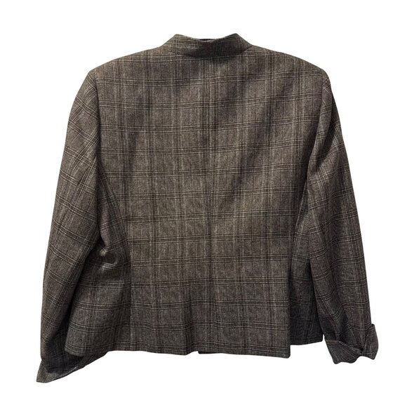 Kasper Womens Plaid Blazer Jacket 14P Polyester Gray Long Sleeve Open Front jack - Picture 9 of 11